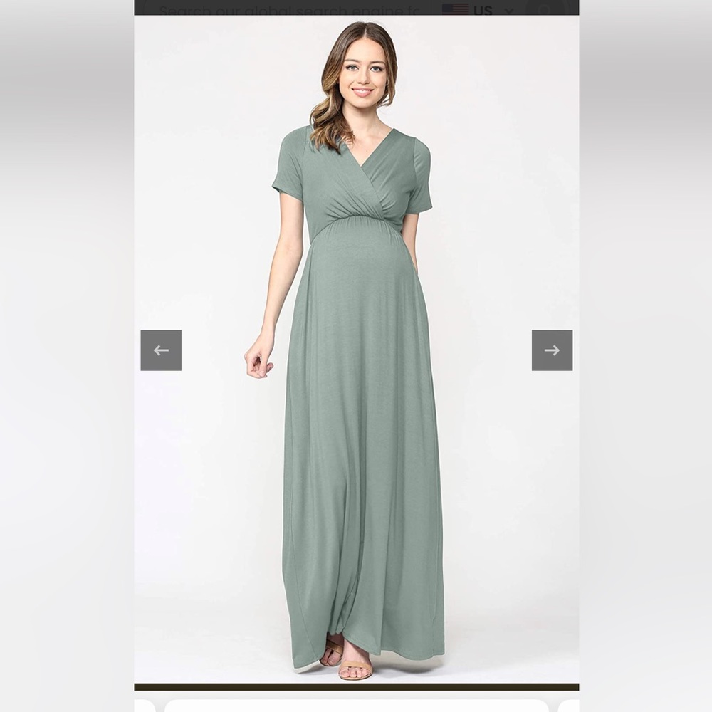 La Clef maternity Jersey sage green maxi dress